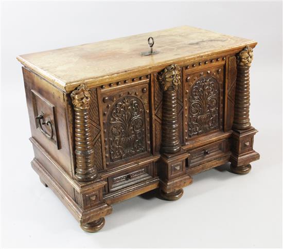 A 19th century Swiss coffer, W.3ft